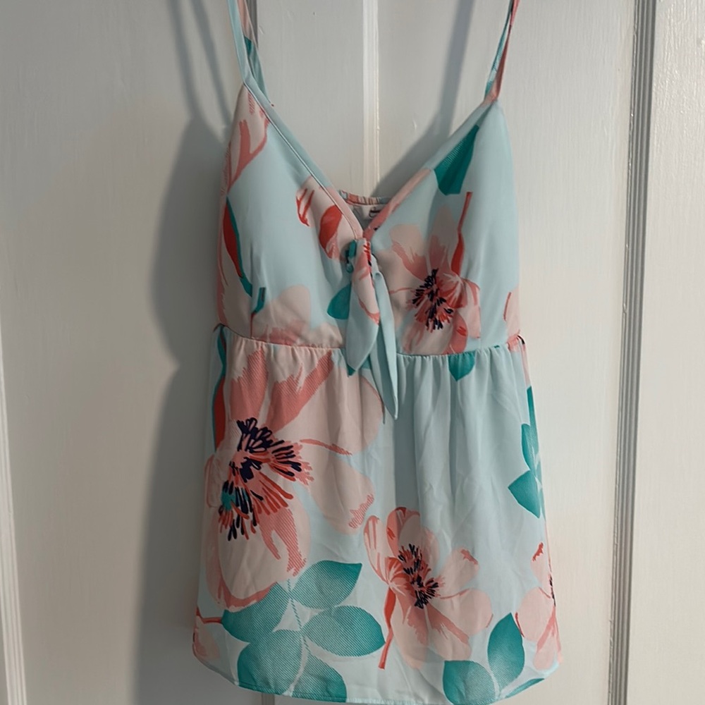 Candie's Light Blue and Pink Floral Camisole